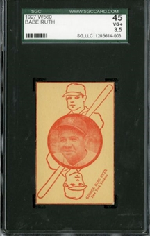 1927 W560 Babe Ruth SGC VG+ 3.5
